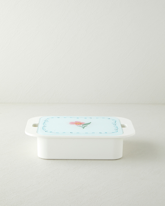 Bright Floral Melamin Cam Kapaklı Kahvaltılık Renkli