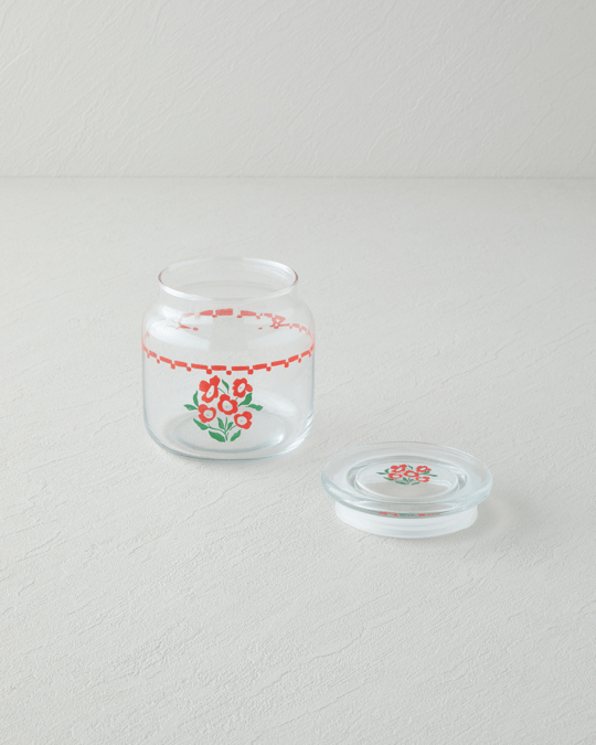 Bright Parade Cam Kavanoz 500 ml Kırmızı - Beyaz