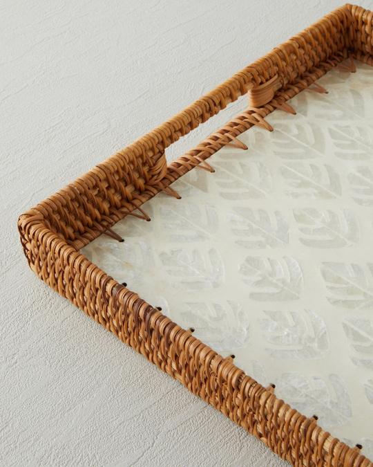 Celestine Rattan Tepsi 30x30 cm Kahverengi