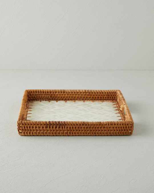 Celestine Rattan Tepsi 30x30 cm Kahverengi