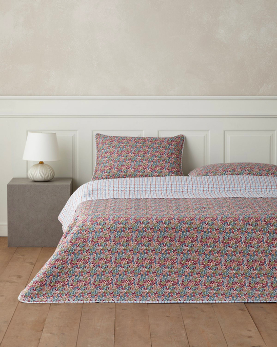 Cherry Plaid Tek Kişilik Yatak Örtüsü Takımı 160x220 cm Fuşya