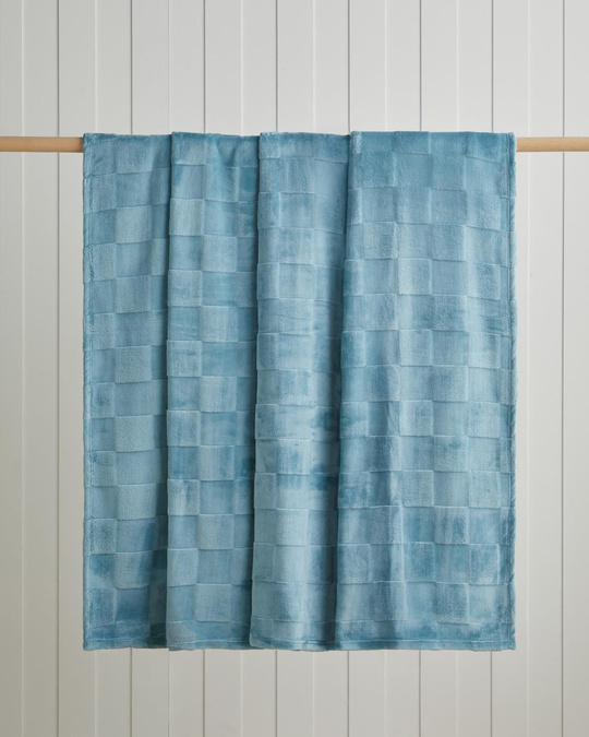 Classic Check Jakarlı Supersoft Tek Kişilik Battaniye 150x200 cm Mavi