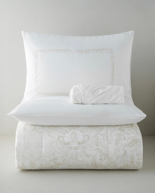 Elegance Fleure Pamuk Çarşaflı Çift Kişilik Nevresim Takımı 200x220 cm Bej