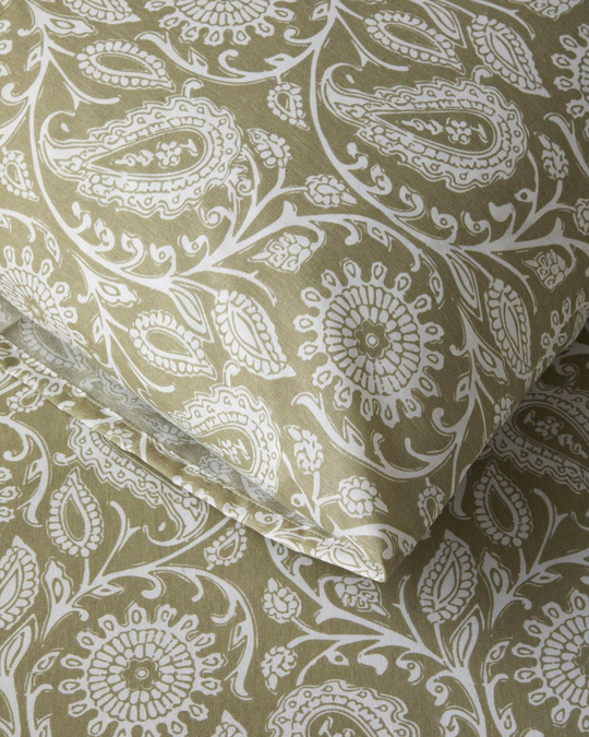 Ethnic Charm Kolay Ütülenir Çift Kişilik Çarşaflı Nevresim Takımı 200x220 cm Yağ Yeşili