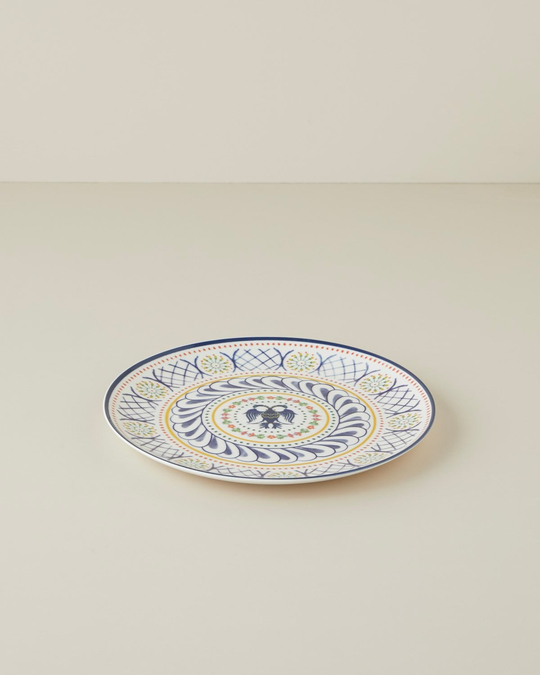 Fiesta Talavera Porselen Servis Tabağı 26 cm Beyaz - Lacivert