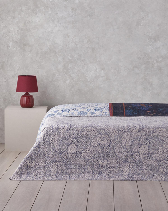 Flora Drape Çift Kişilik Çok Amaçlı Örtü 200x220 cm Mavi
