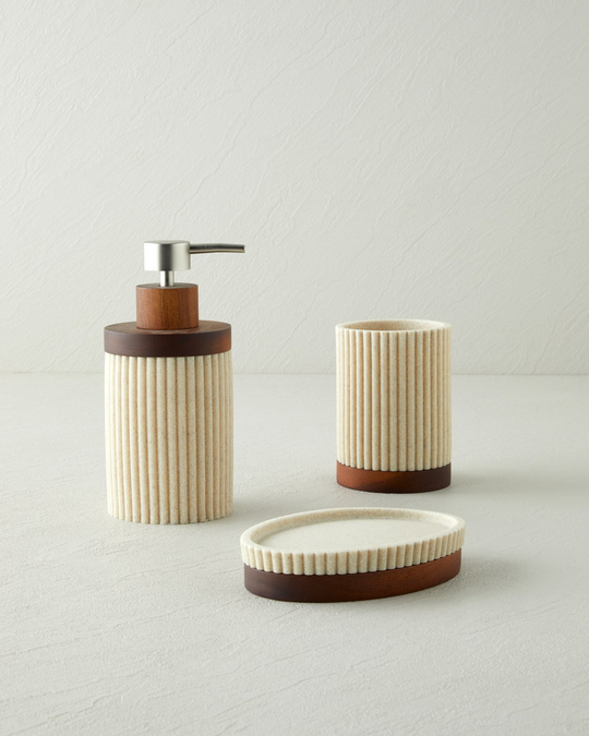 Giselle Polyresin 3lü Banyo Seti Bej-Kahve
