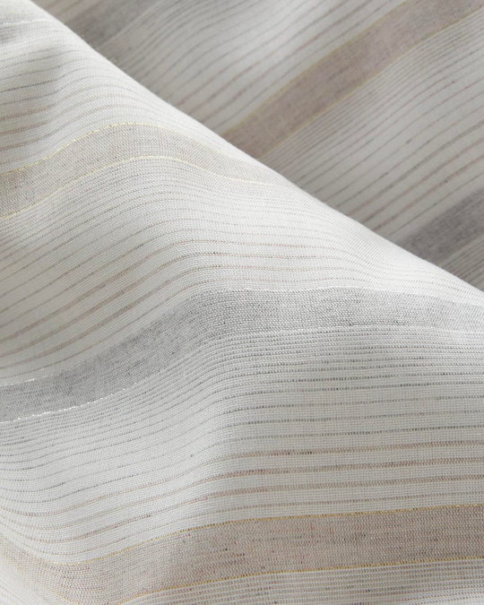 Glint Stripes İpliği Boyalı Çift Kişilik Çarşaflı Nevresim Takımı 200x220 cm Bej-Gri