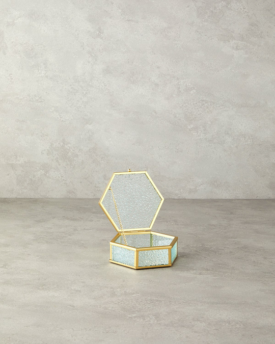 Glossy Cam Dekoratif Kutu 14x13x4,5 cm Gold