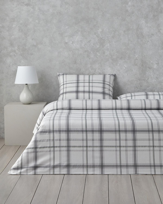 Graphic Grid Kolay Ütülenir Çift Kişilik Çarşaflı Nevresim Takımı 200x220 cm Gri