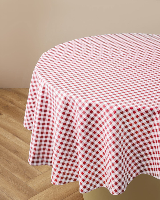 Gridlane Yuvarlak Masa Örtüsü 140 cm Kırmızı