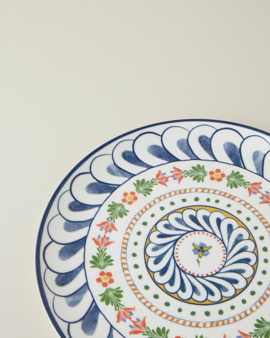 Harmony Talavera Porselen Servis Tabağı 26 cm Beyaz - Lacivert