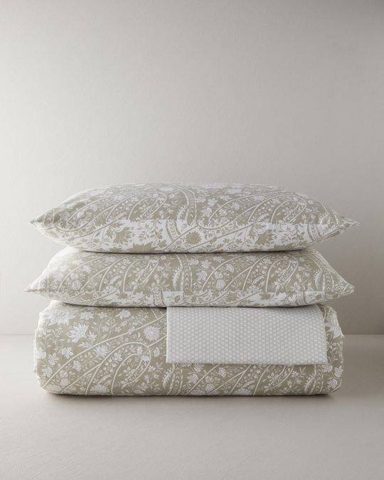 Heritage Grace Kolay Ütülenir Çarşaflı Çift Kişilik Nevresim Takımı 200x220 cm Haki