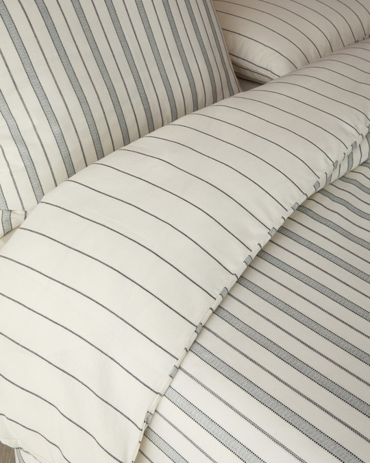 Heritage Stripe Pamuk İpliği Boyalı Çift Kişilik Çarşaflı Nevresim Takımı 200x220 cm Lacivert - Krem