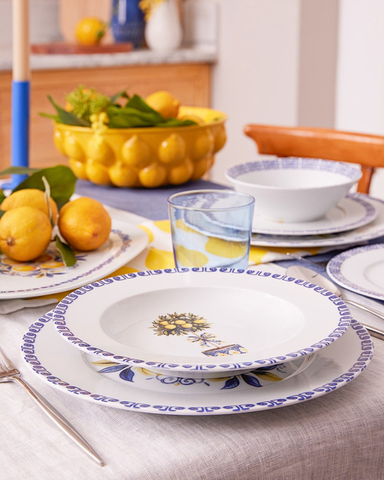 Kütahya Porselen Amalfi Yemek Takımı 26 Parça 6 Kişilik Mavi-Sarı