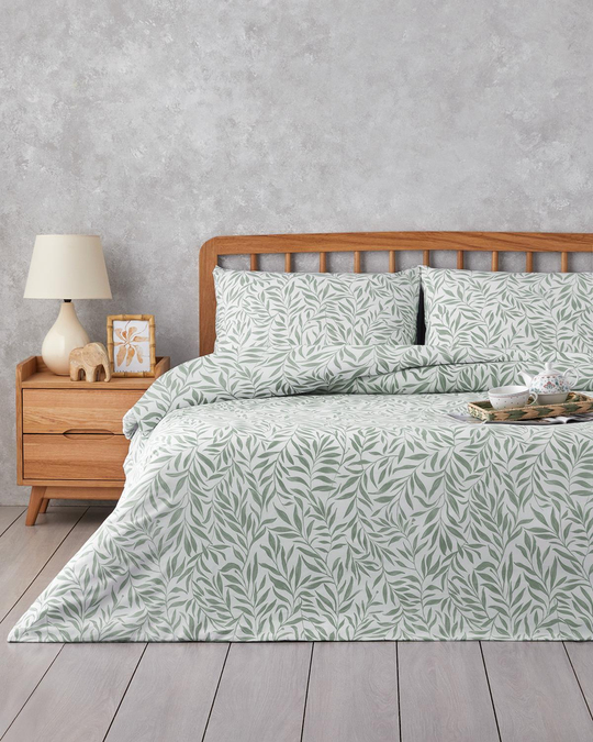 Leaf Dream Kolay Ütülenir Çift Kişilik Çarşaflı Nevresim Takımı 200x220 cm Yeşil