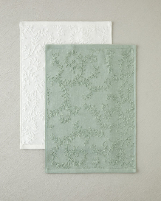 Leafy Touch Pamuk Jakarlı El Havlusu 30x40 cm Yeşil