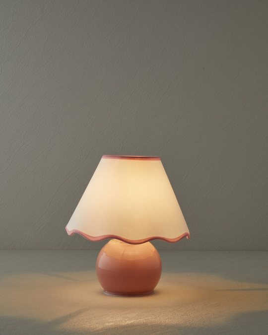Lorinda Cam Abajur 22x25 cm Pembe