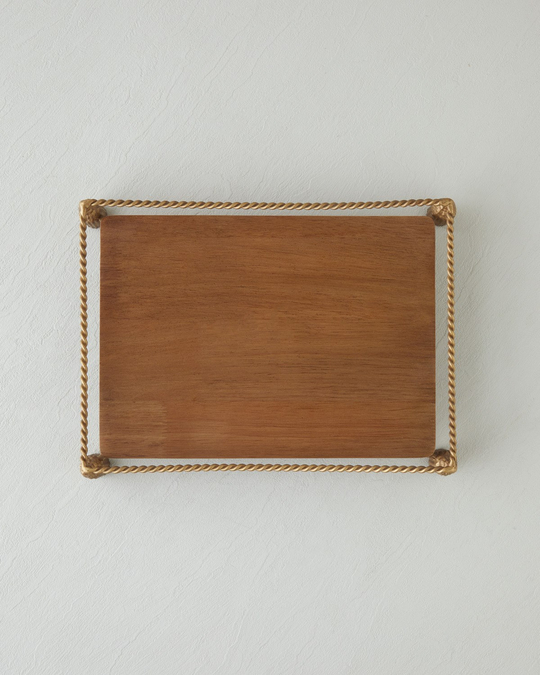 Madely Ahşap Dekoratif Tepsi 35x25 cm Kahve – Gold