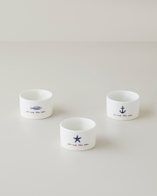 Mariner Sun Stoneware 3lü Çerezlik 6,5 cm Mavi-Kırmızı
