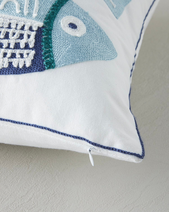 Marlin Kırlent Kılıfı 45x45 cm Mavi-Bej