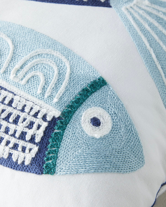 Marlin Kırlent Kılıfı 45x45 cm Mavi-Bej