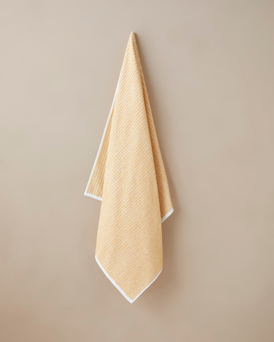 Melange Stripe Pamuk Banyo Havlusu 90x150 cm Sarı