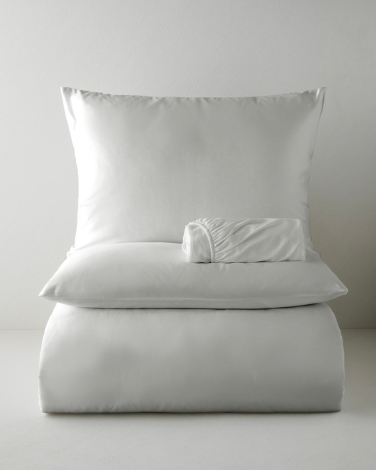 Micell Lyocell Saten Çarşaflı Çift Kişilik Nevresim Takımı 200x220 cm Açık Gri
