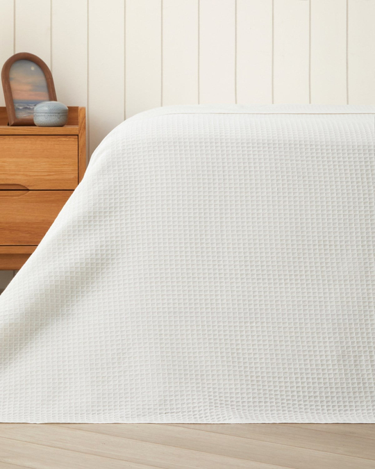 Modern Grid Tek Kişilik Pike 150x220 cm Ekru