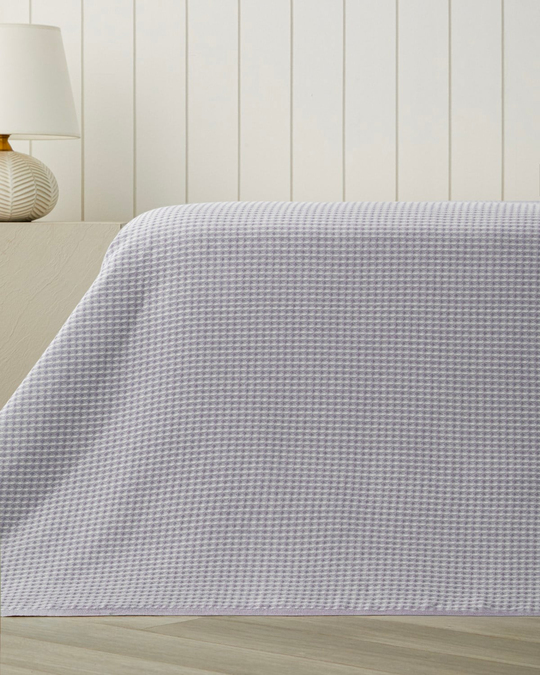 Modern Grid Tek Kişilik Pike 150x220 cm Lila