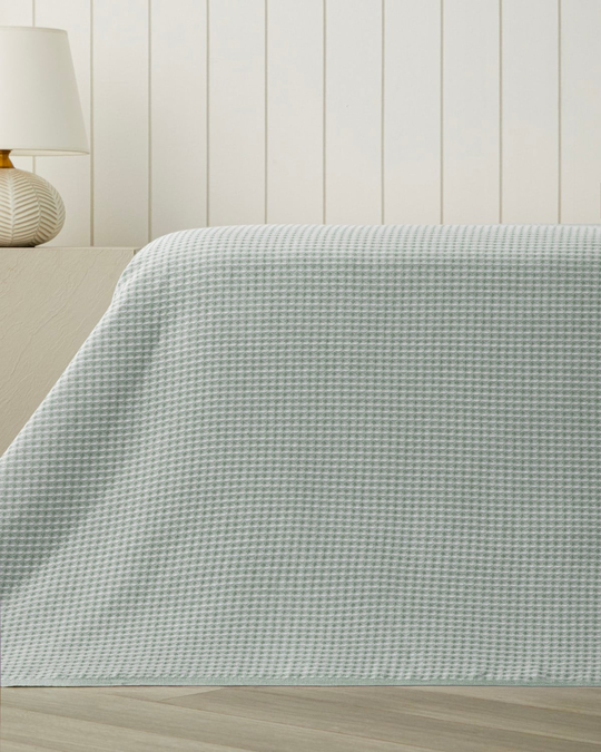 Modern Grid Tek Kişilik Pike 150x220 cm Yeşil