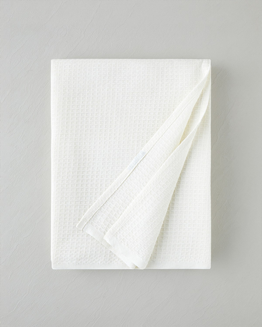Modern Grid Tek Kişilik Pike 150x220 cm Ekru