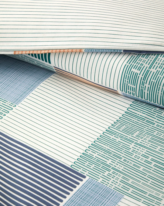 Modern Weave Kolay Ütülenir King Size Nevresim Seti 240x220 cm Koyu Yeşil-Turuncu