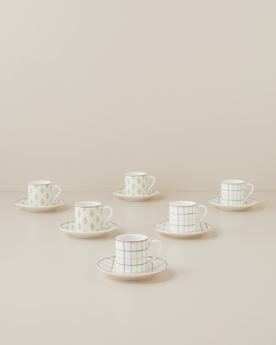 Neva Flora New Bone China 12 Parça 6 Kişilik Kahve Fincan Takımı 80 ml Renkli