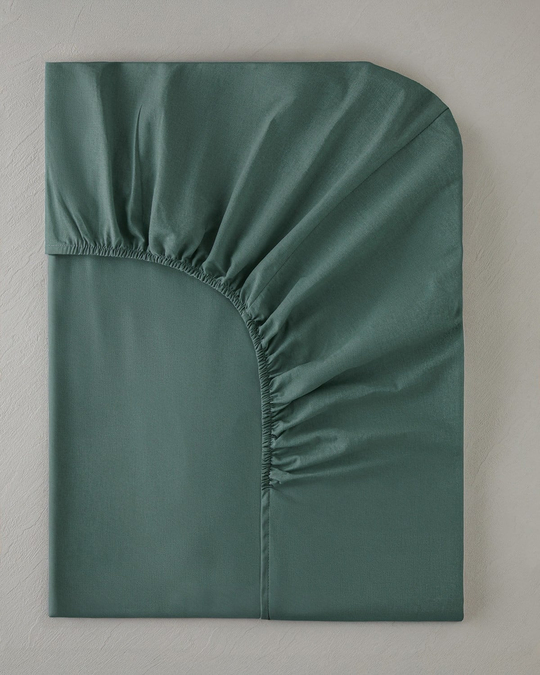 Novella Premium Pamuk Dokulu Çift Kişilik Lastikli Çarşaf 160x200 cm Koyu Seledon