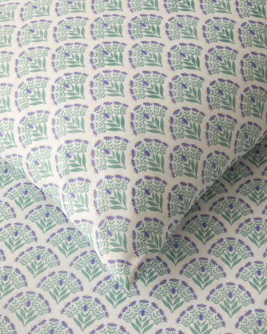 Ornament Petal Kolay Ütülenir Tek Kişilik Nevresim Seti 160x220 cm Lila-Yeşil