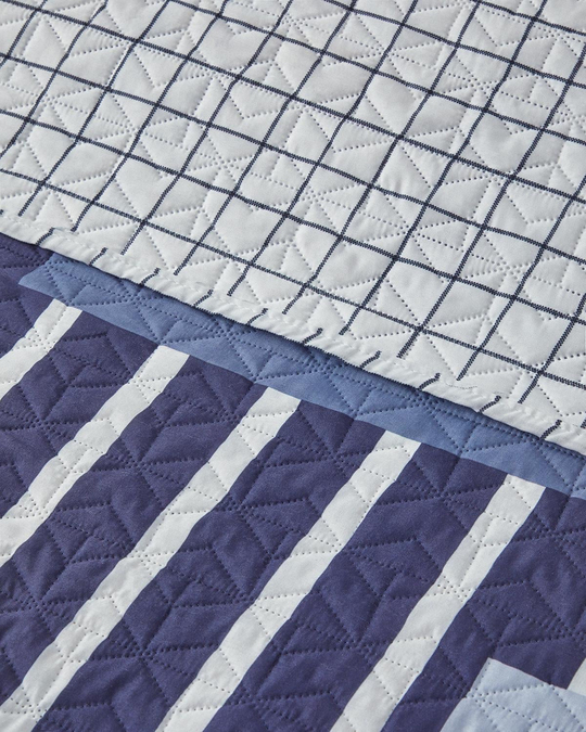 Patch Line Çift Taraflı Tek Kişilik Çok Amaçlı Örtü Lacivert
