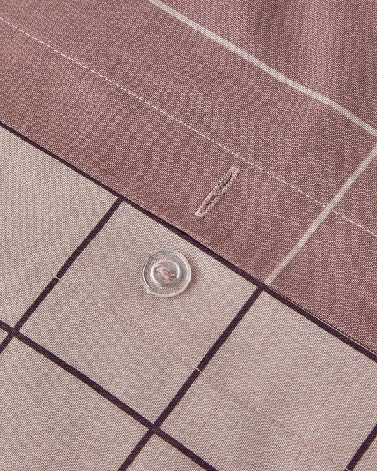 Plain Check Kolay Ütülenir Çift Taraflı Çift Kişilik Nevresim Seti 200x220 cm Açık Mürdüm