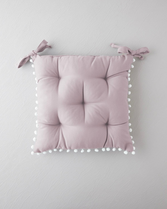 Ponponlu Sandalye Minderi 40x40 cm Pudra