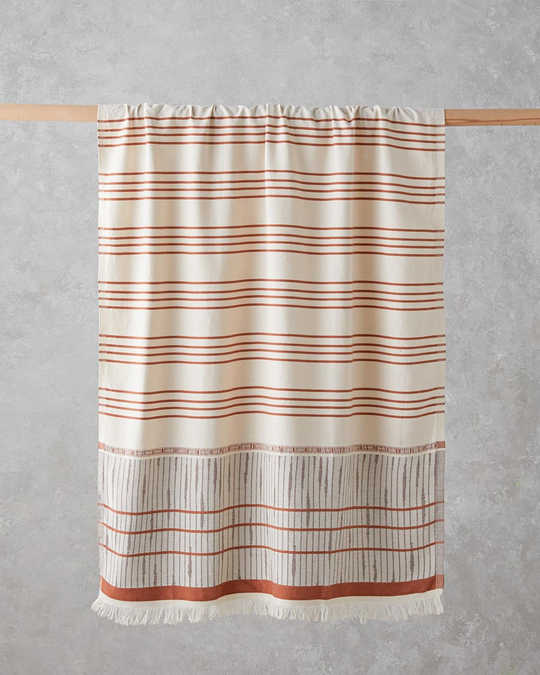 Pure Natural Pamuklu Peştamal 90x150 cm Açık Bej-Kiremit
