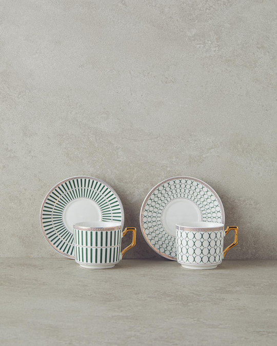 Rabecca New Bone China Kahve Fincan Takımı 4 Parça 2 Kişilik Yeşil
