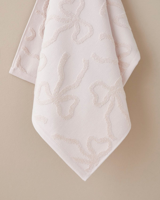 Romance Ribbon Pamuk Jakarlı Banyo Havlusu 90x150 cm Pudra
