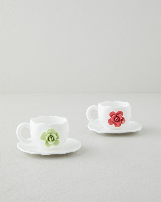 Rosea New Bone China 4 Parça 2 Kişilik Kahve Fincan Takımı 100 ml Pembe - Mint