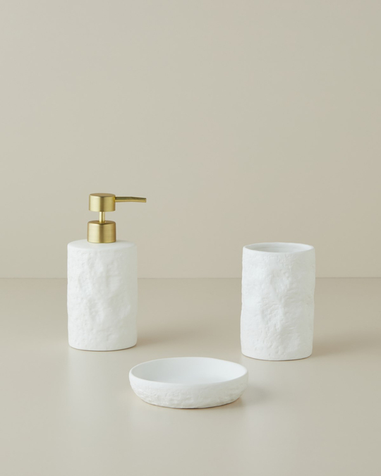 Siana Stoneware 3lü Banyo Seti Beyaz