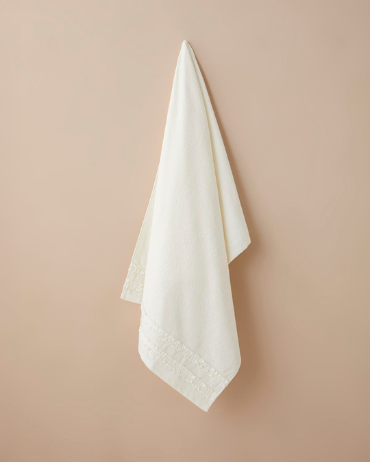 Soft Ruffle Pamuk Banyo Havlusu 70x140 cm Fildişi