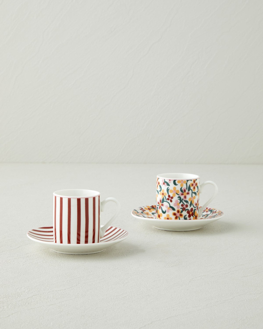 Solvia New Bone China 4 Parça 2 Kişilik Kahve Fincan Takımı 80 ml Bordo