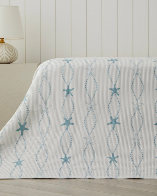 Starfish Çift Kişilik Pike 200x220 cm Mavi