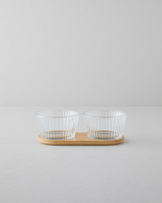 Stria Cam-Bambu 3 Parça Sunumluk 11x6,5 cm Şeffaf
