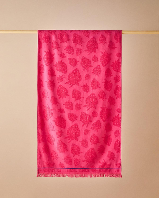 Sweet Strawberry Pamuklu Plaj Havlusu 70x140 cm Fuşya