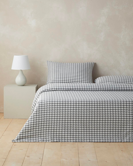 Swirl Check İpliği Boyalı Çift Kişilik Çarşaflı Nevresim Takımı 200x220 cm Siyah